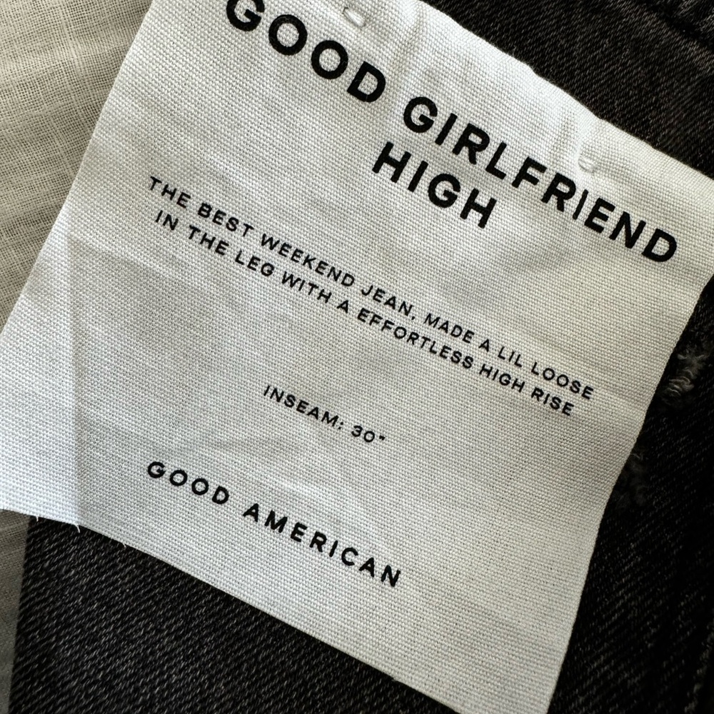 Good American Good Girlfriend High Rise Distressed Black Jeans Size 00/24 - Picture 6 of 12